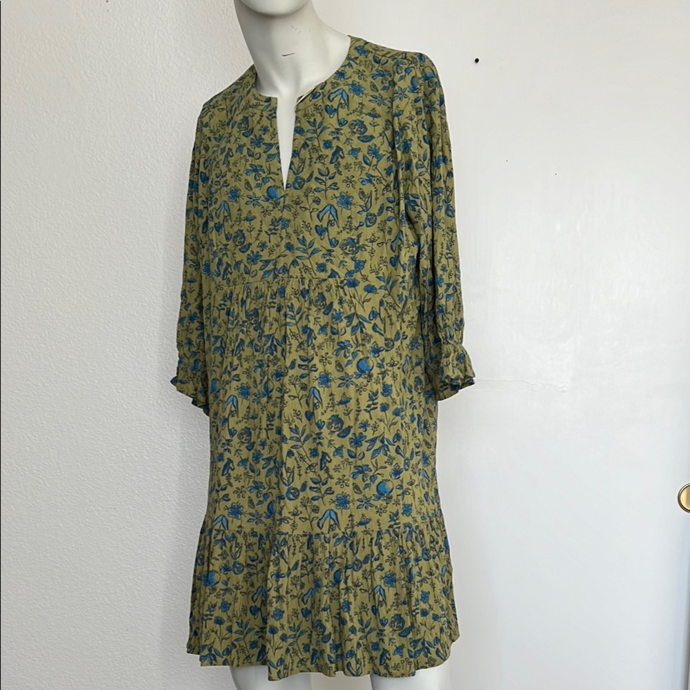 Style & Co Floral Print women’s  knee dress Green and Blue